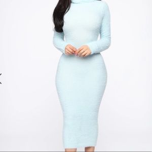 Light blue sweater midi dress